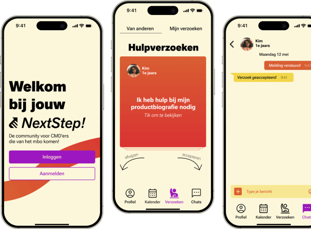 NextStep project interface iPhone